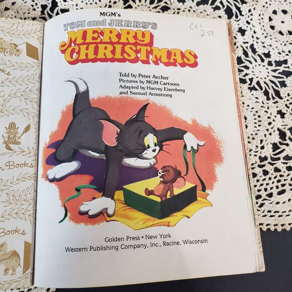 Vintage 1954 LGB Little Golden Book Tom and Jerry Christmas Book Childrens - Picture 7 of 8
